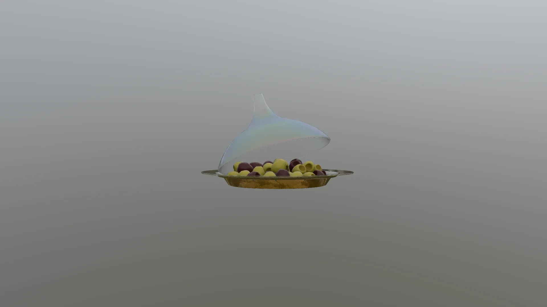 Iridescent Dish with Olives