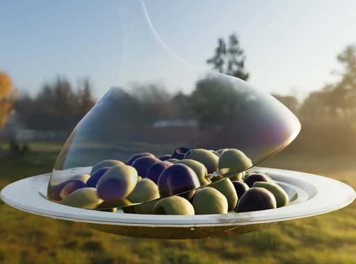 Iridescent Dish with Olives