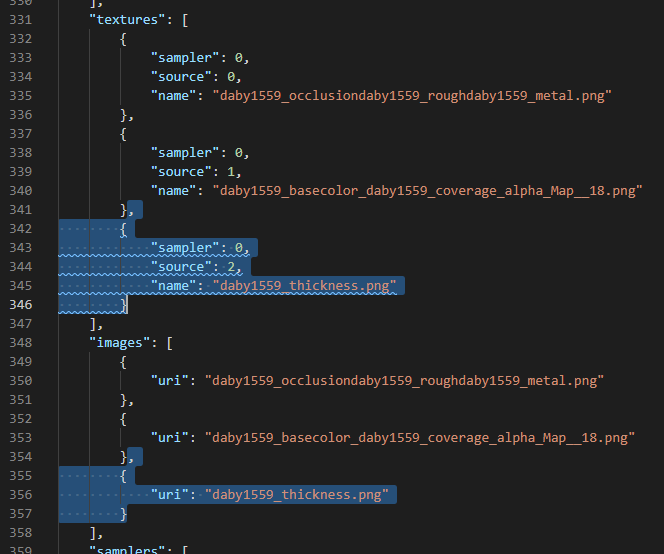 screenshot of code snippet with new texture highlighted