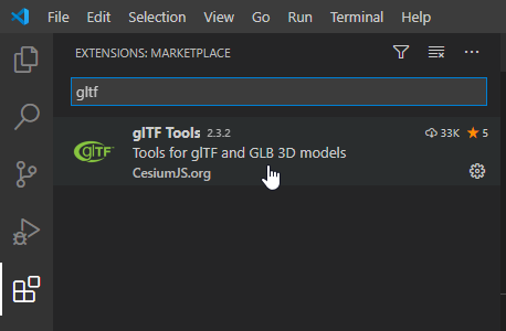 Screenshot of glTF Tools extension